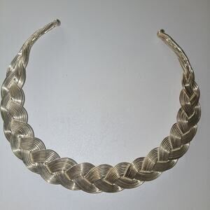 Iris Apfel & Bajalia Silver Toned Braided Multi-Wire Metal  Statement Necklace